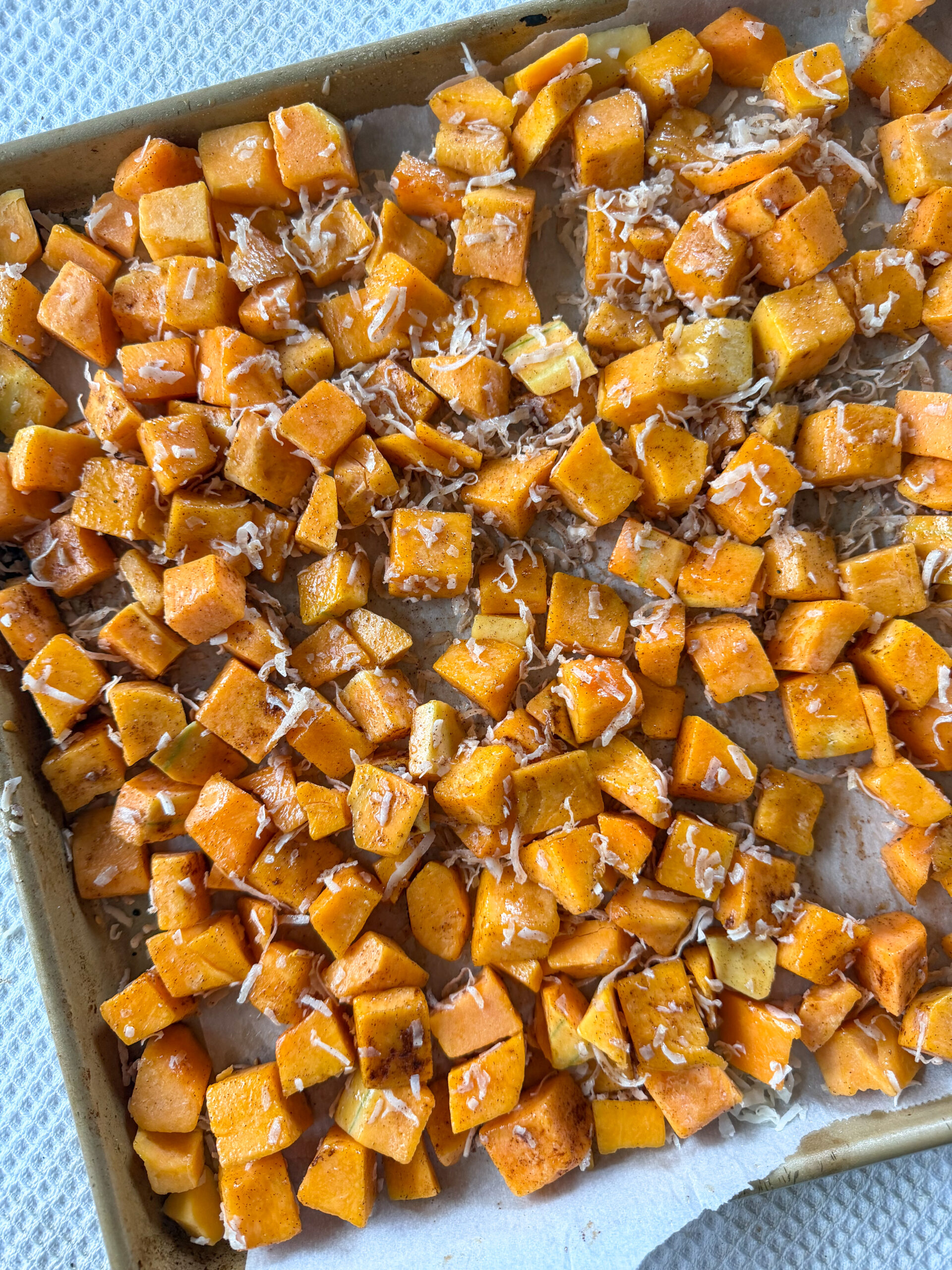 butternut squash cubes with coconut