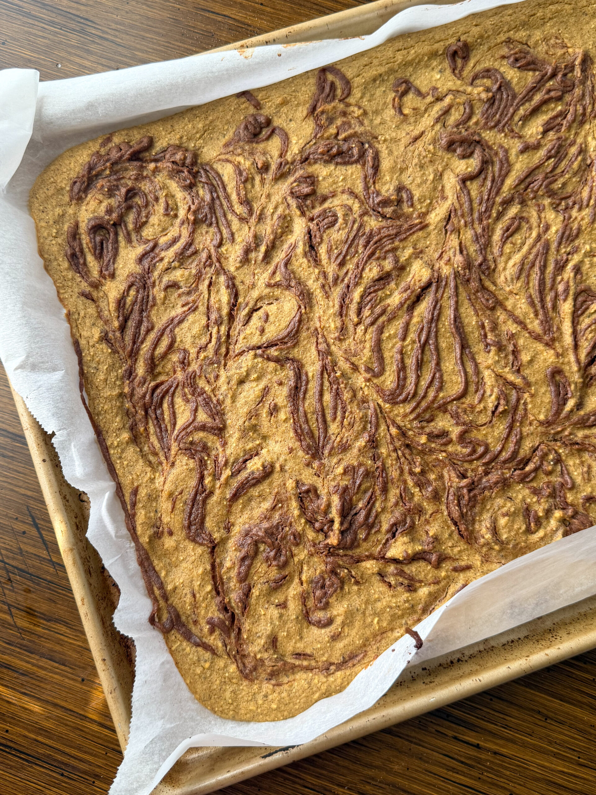 baked sheet pan pumpkin pancakes with cinnamon swirl for toddlers