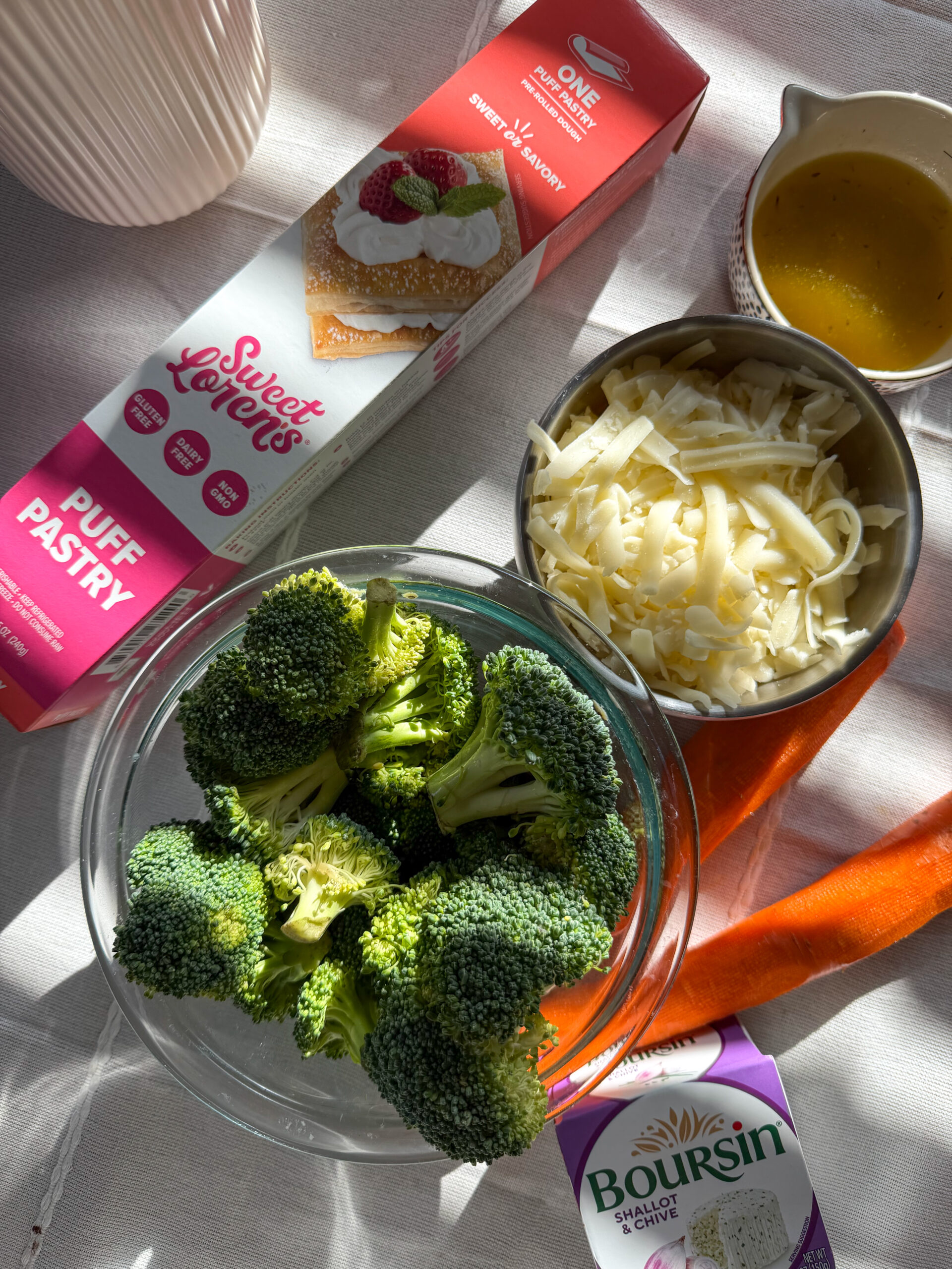 ingredients for the Savory Puff Pastry Christmas Trees (kid-friendly holiday dinner)