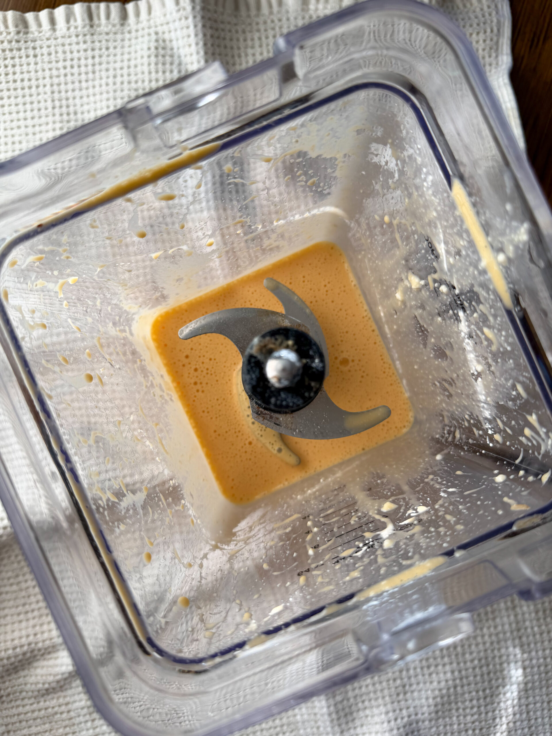 blending eggs and cottage cheese