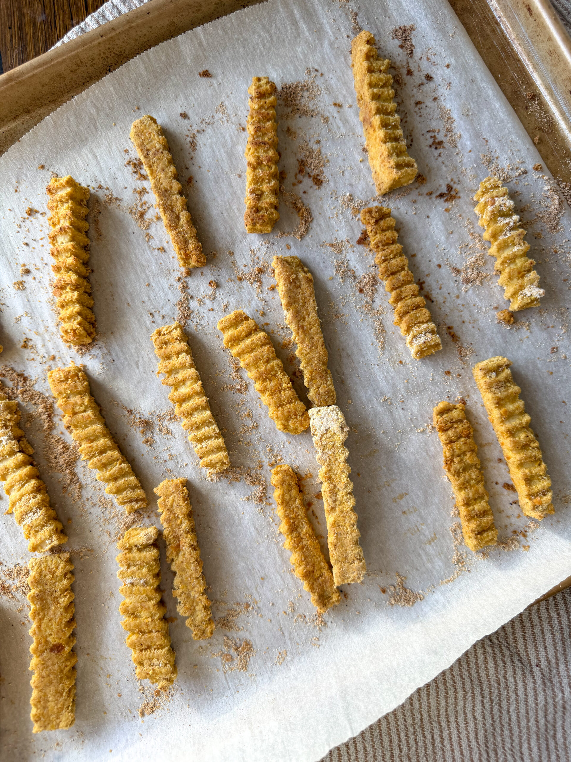 Easy Baked Tofu Fries for Toddlers (egg-free + crispy!) ready to serve with dip