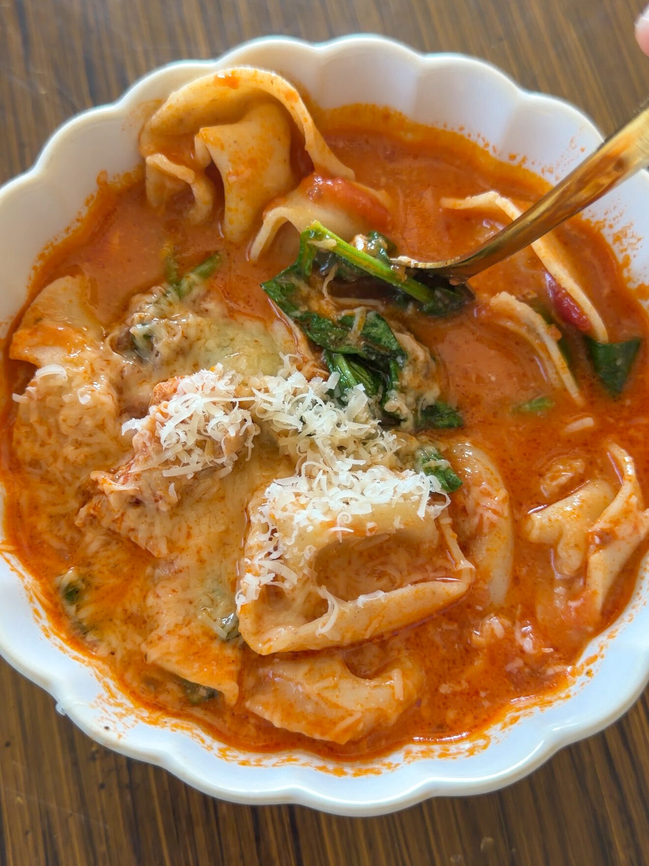 Creamy Chicken Tortellini Soup (slow cooker chicken parm style)