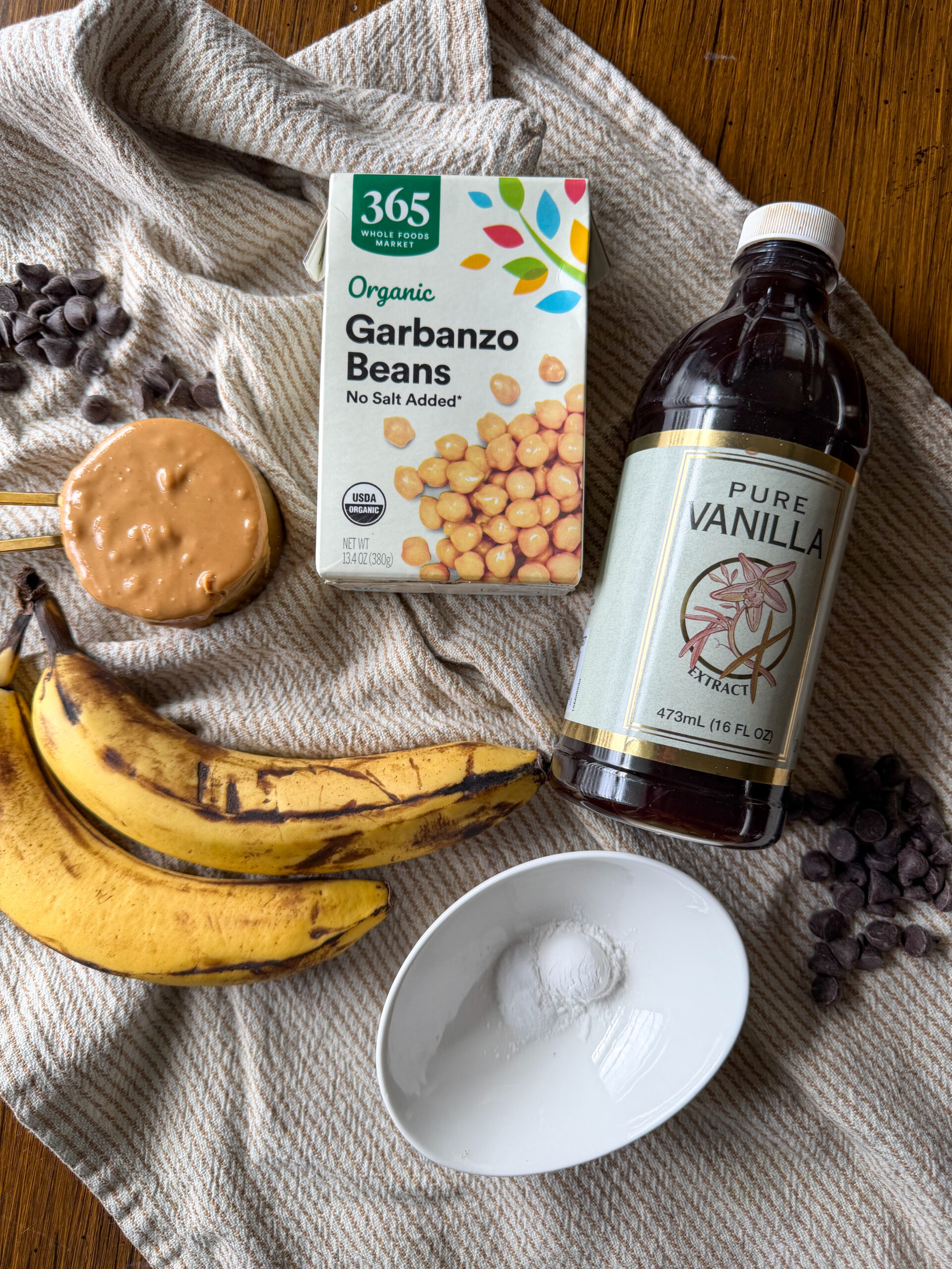 ingredients for Banana Chickpea Blondies (no added sugar, toddler-friendly snack)