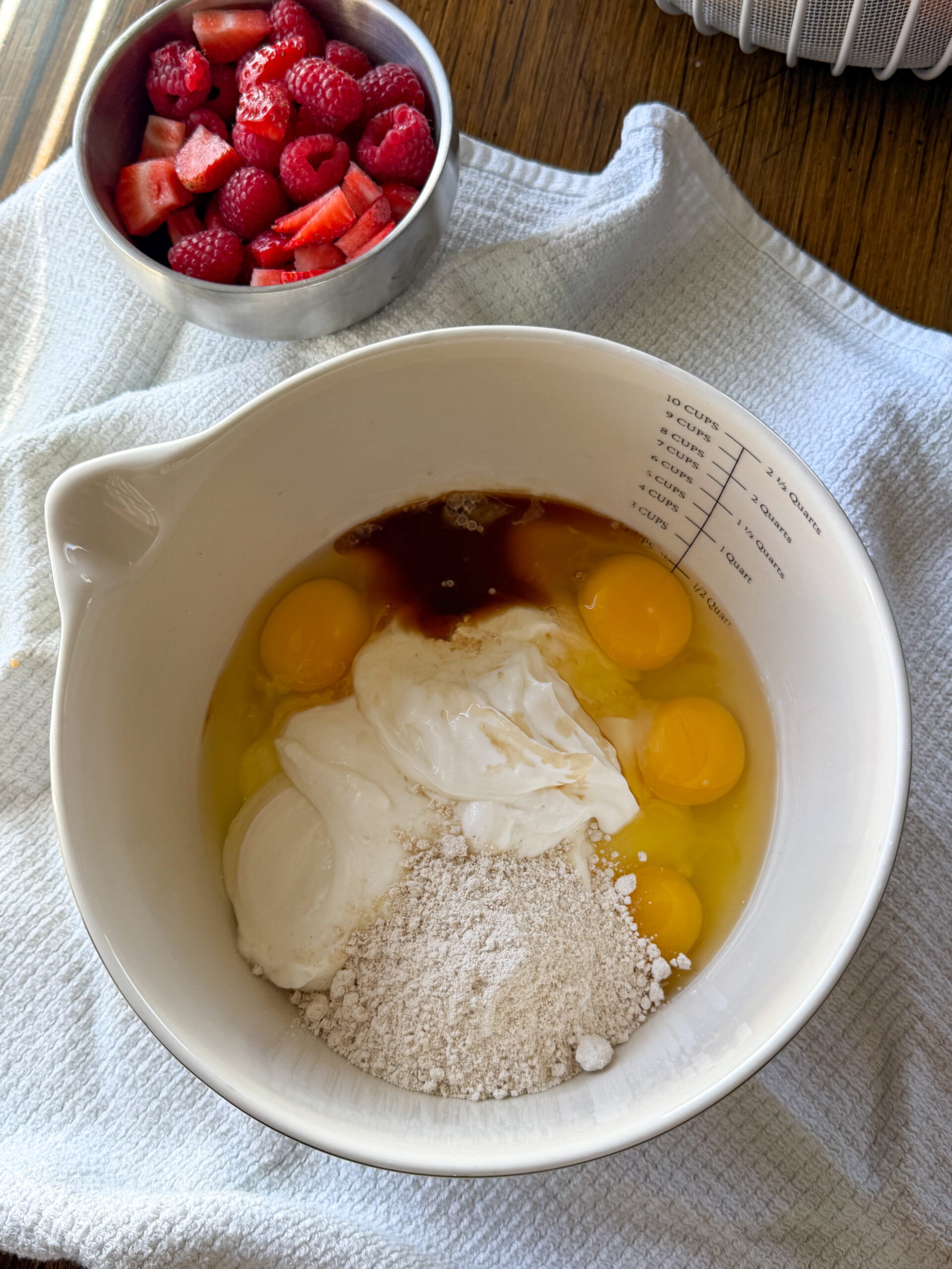 mixing ingredients for the Baked Yogurt Bars (easy breakfast or snack for toddlers)