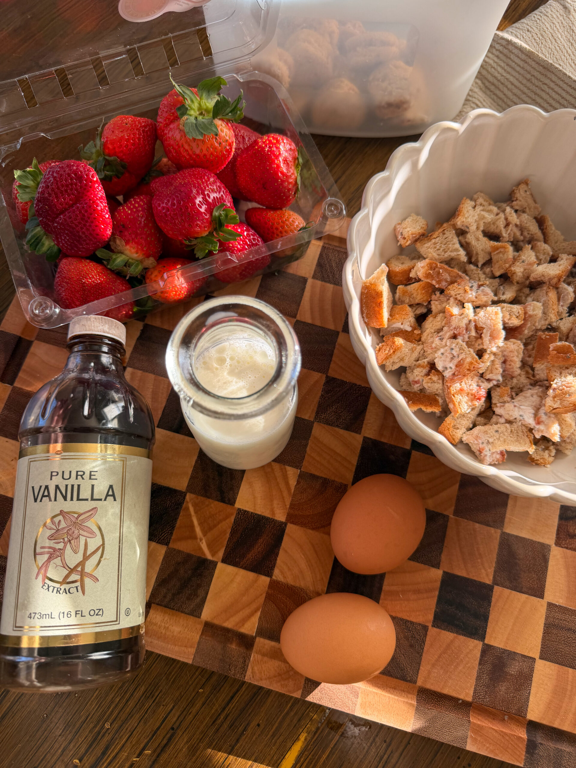 ingredients for strawberry french toast cups for toddlers, valentine's day breakfast