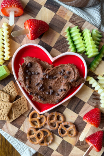 Chocolate Brownie Batter Hummus (simple chickpea dip for kids)