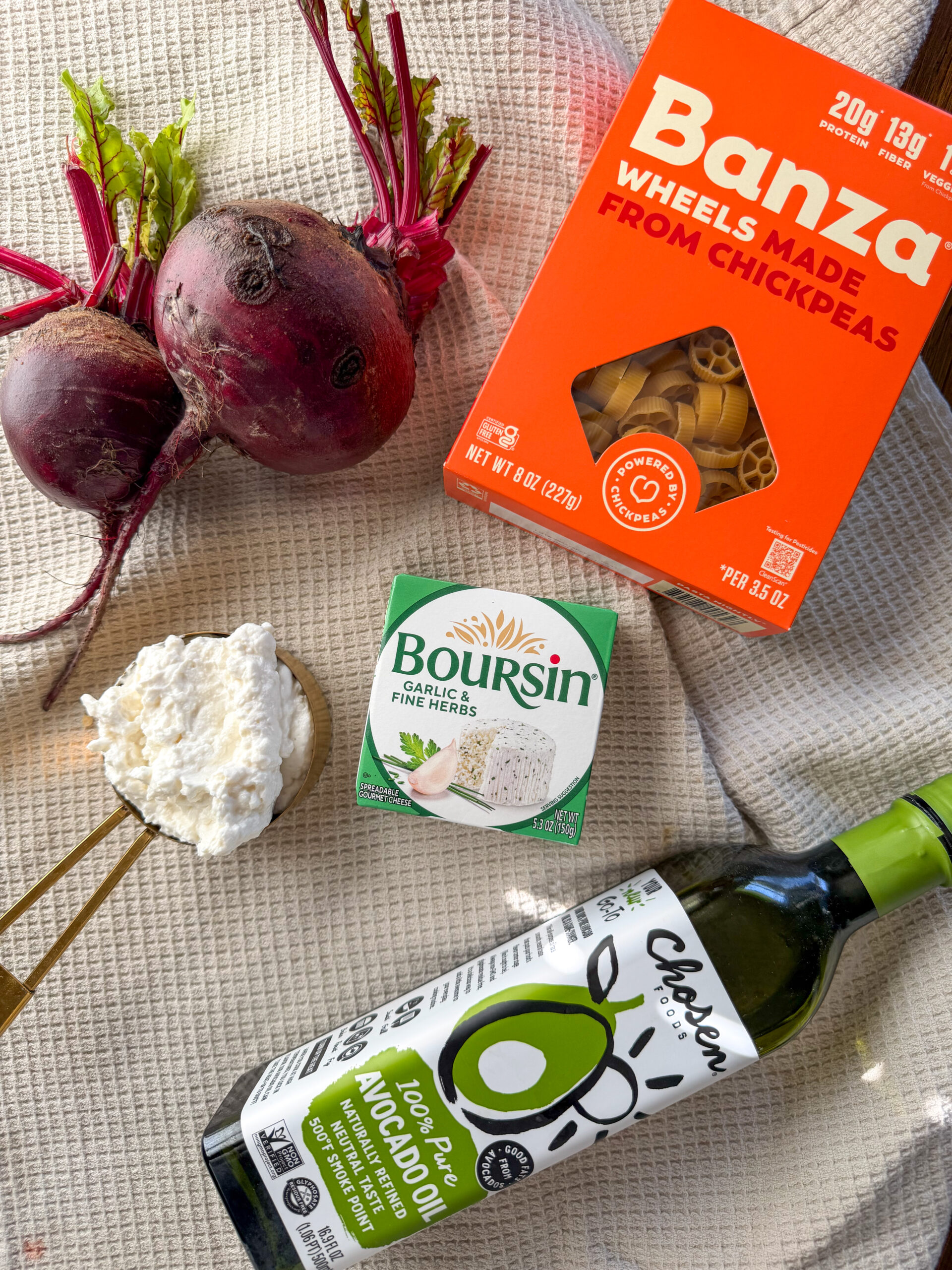 ingredients for Creamy Beet Pasta Sauce (easy, toddler-friendly pink sauce)