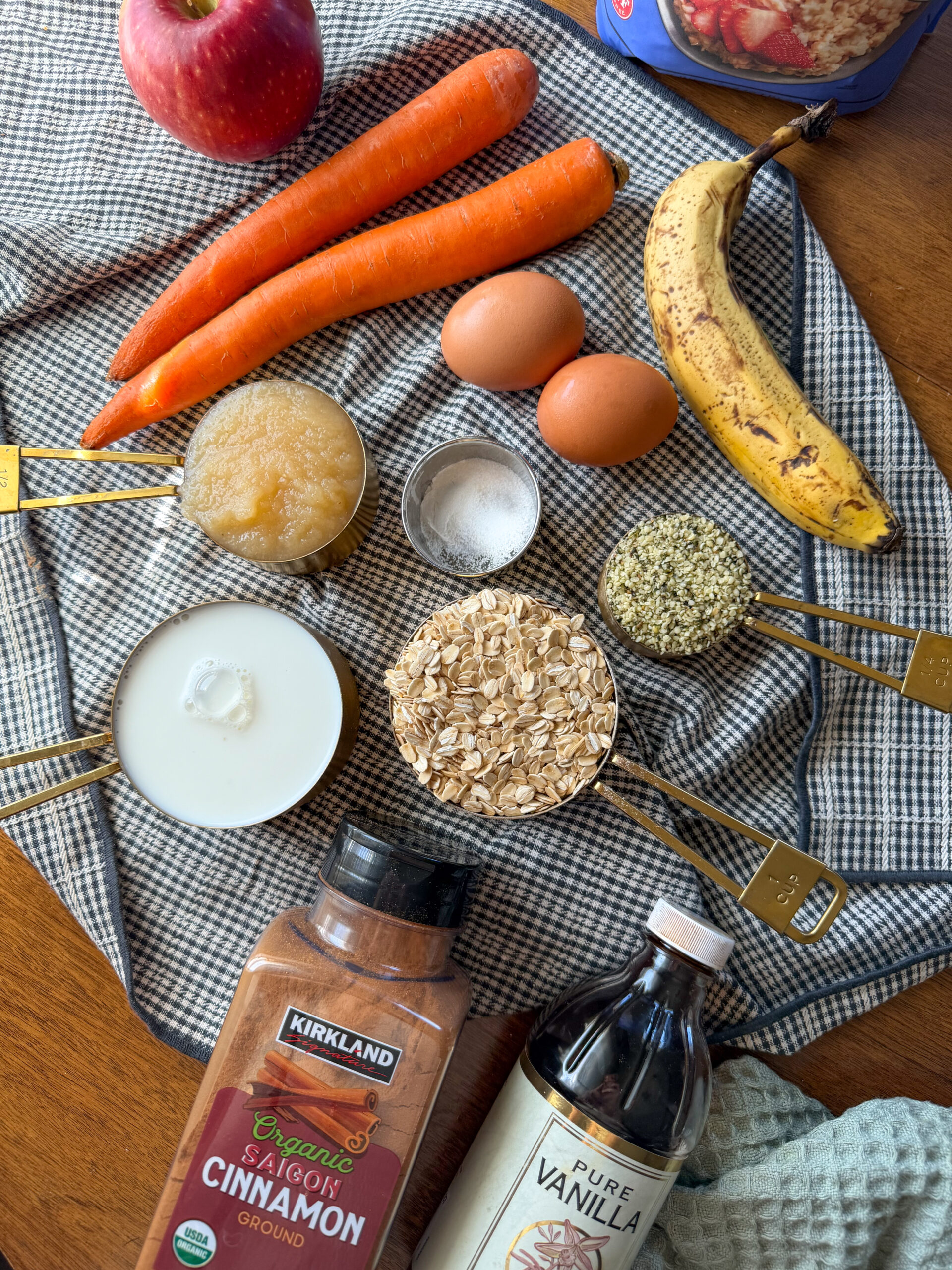 ingredients for the Apple Carrot Baked Oatmeal for Toddlers (easy, no added sugar!)