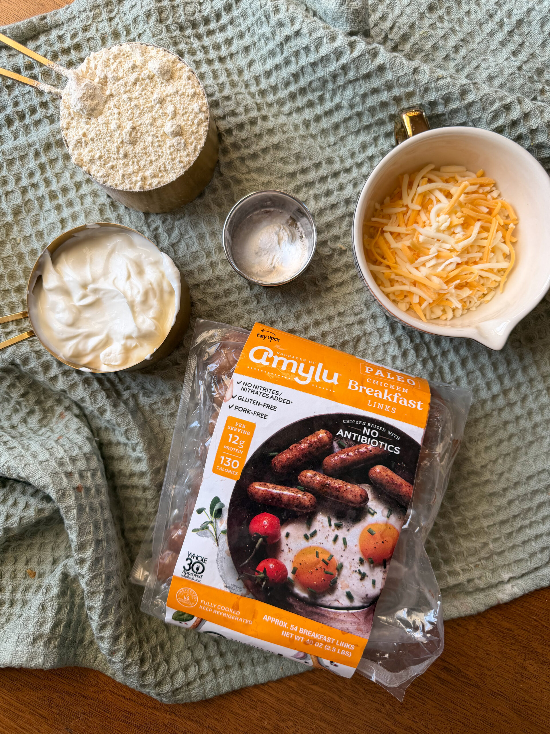 ingredients for Healthy Pigs in a Blanket (using easy Greek yogurt dough!)