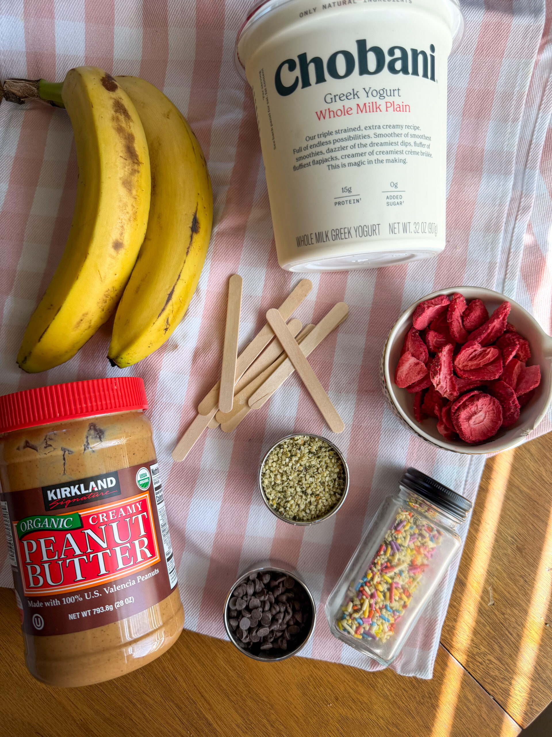 ingredients for Banana Yogurt Popsicles (easy toddler-friendly frozen snack)