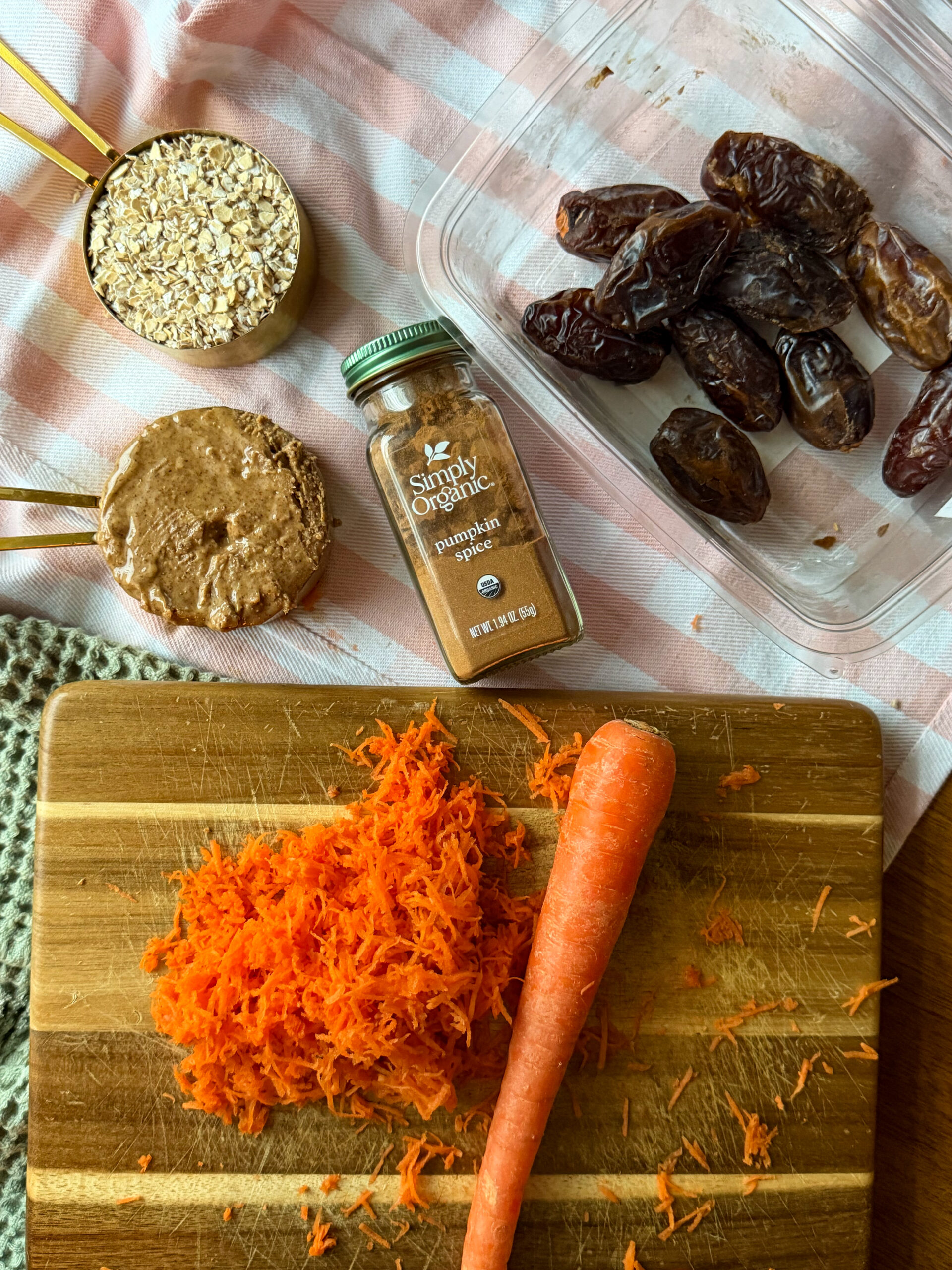 ingredients for Carrot Cake Energy Bites (only 5 ingredients, naturally sweetened)