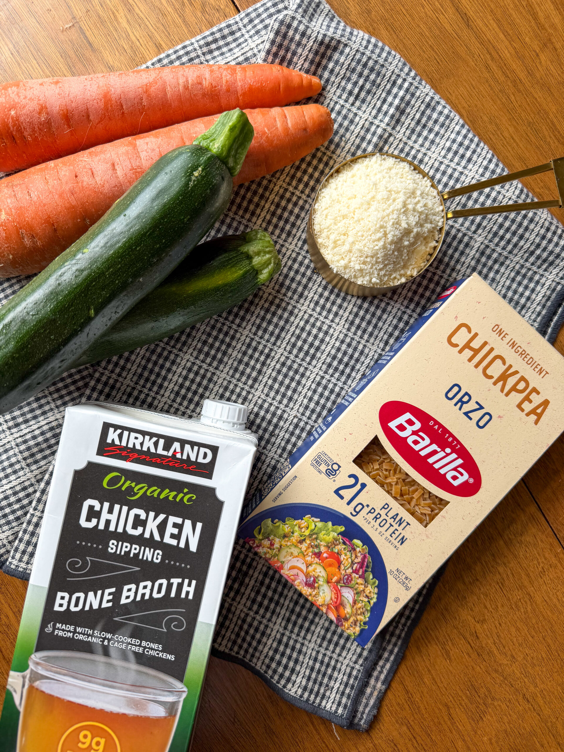 ingredients for Creamy Veggie Orzo for Toddlers (one pot, easy to make)