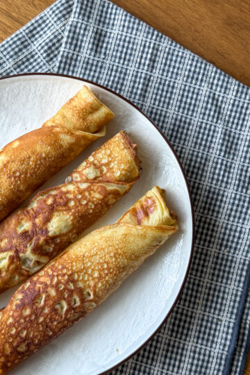 3 Ingredient Crepes (easy, no added sugar, soft + toddler friendly)