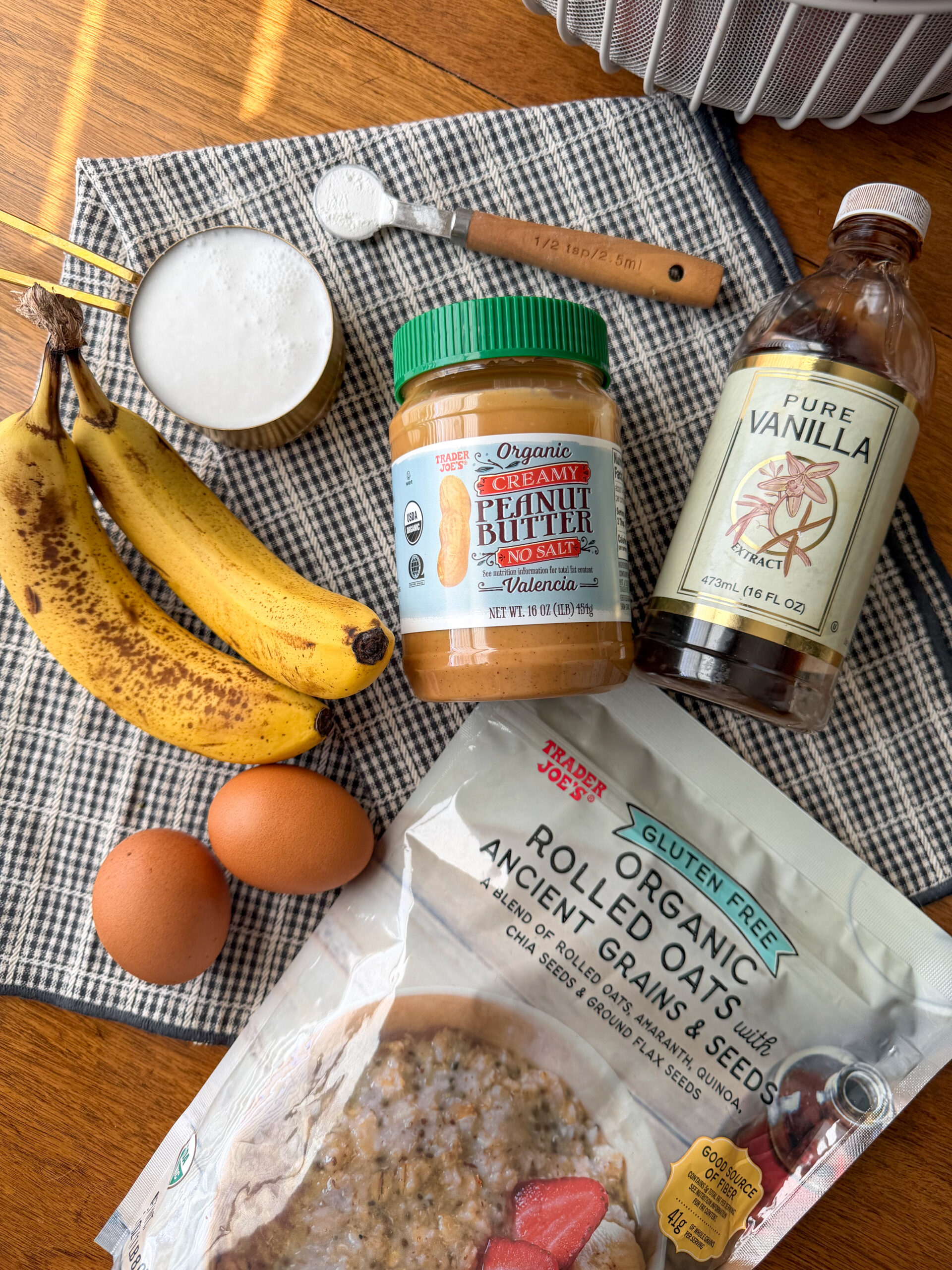 ingredients for Peanut Butter Banana Baked Oatmeal Cups (Easy + High Protein + Toddler-Friendly)
