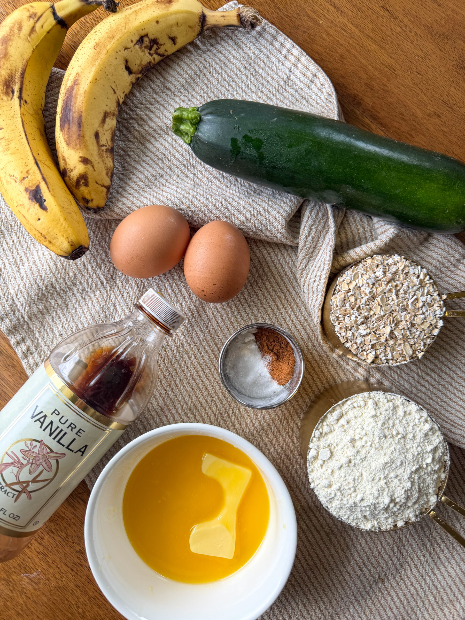 ingredients for Banana Zucchini Muffins for Toddlers (simple, no added sugar)