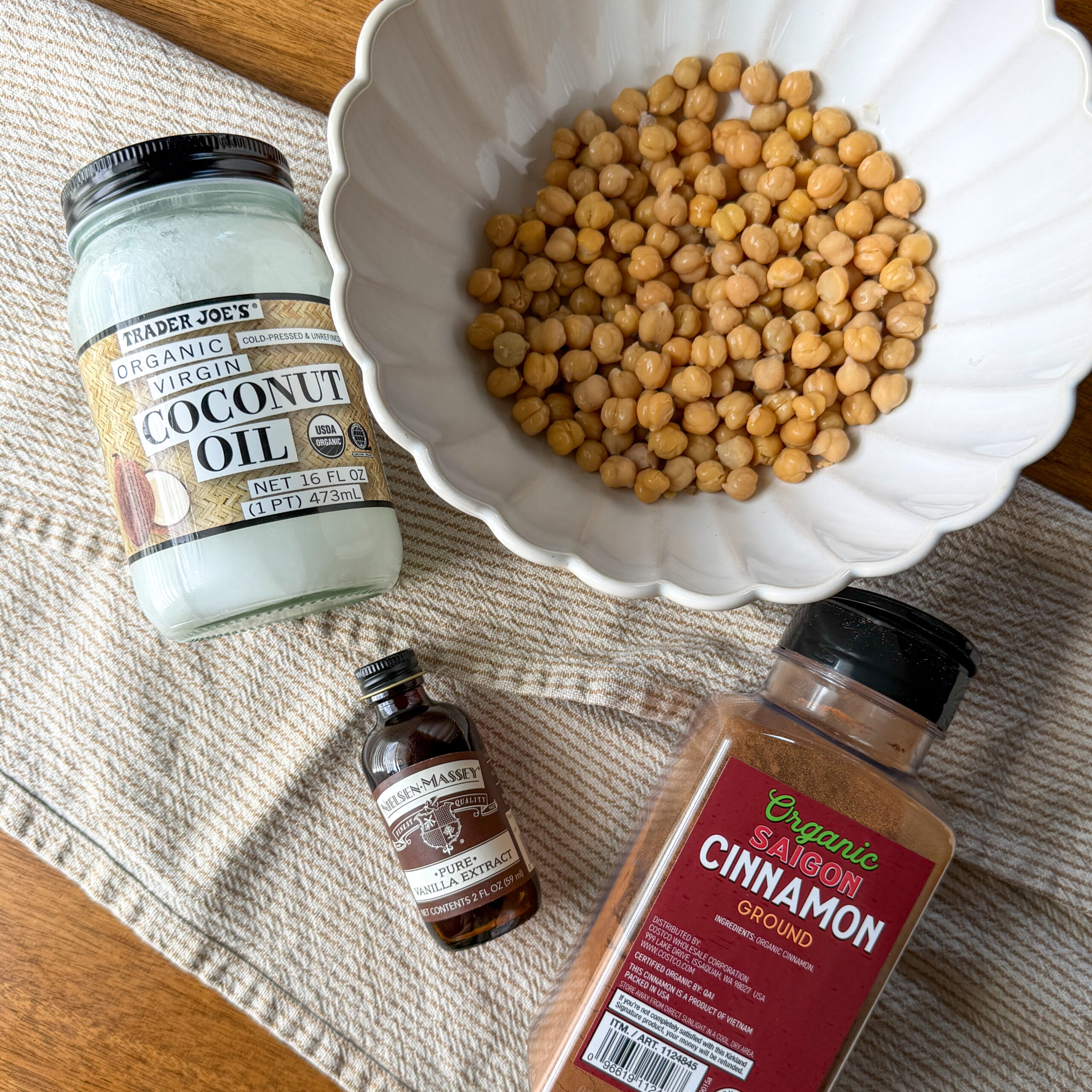 ingredients for Easy Cinnamon Roasted Chickpeas (toddler-friendly protein snack)
