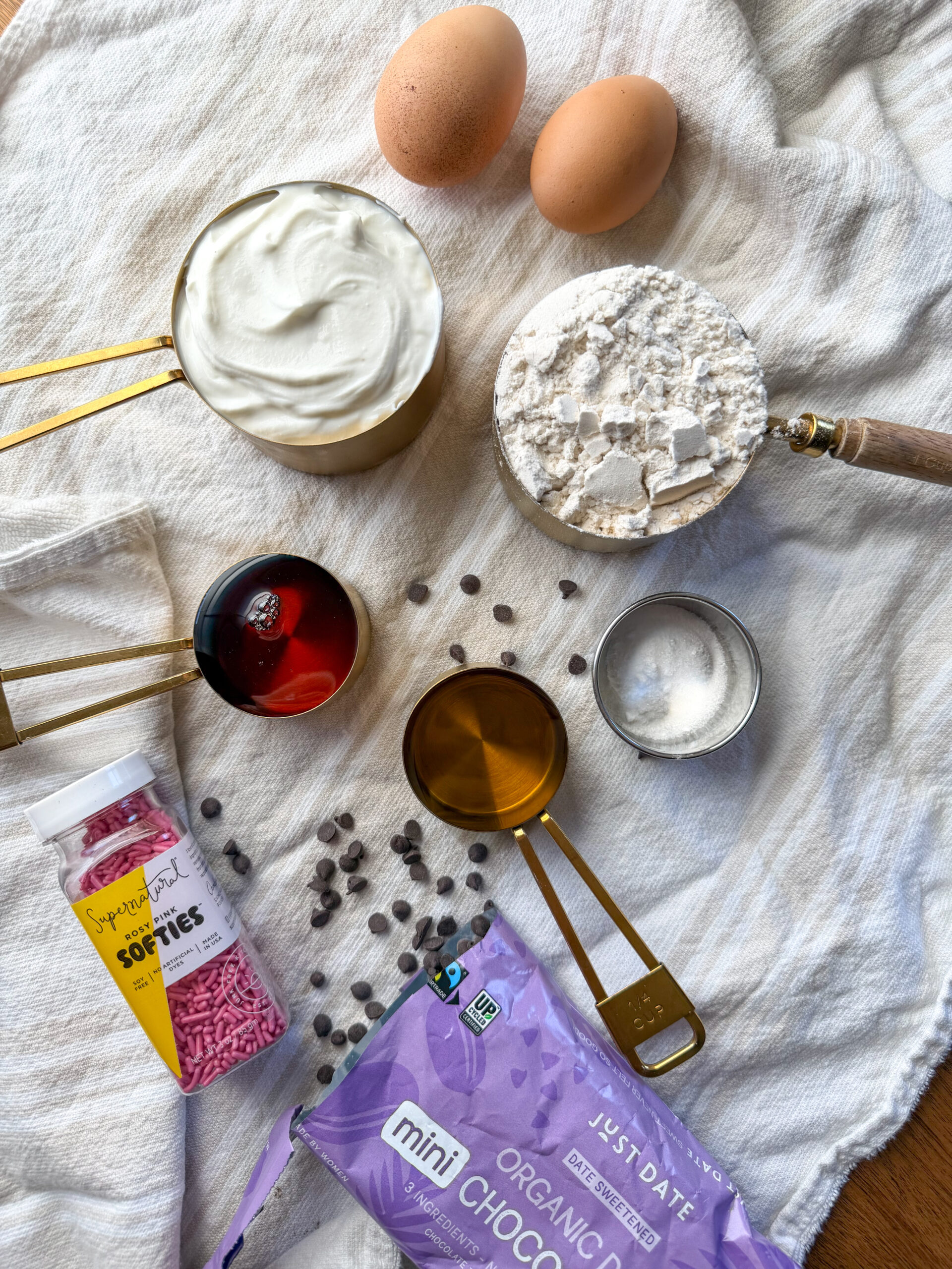 ingredients for the Greek Yogurt Mini Muffins for toddlers (healthy, better than Little Bites!)