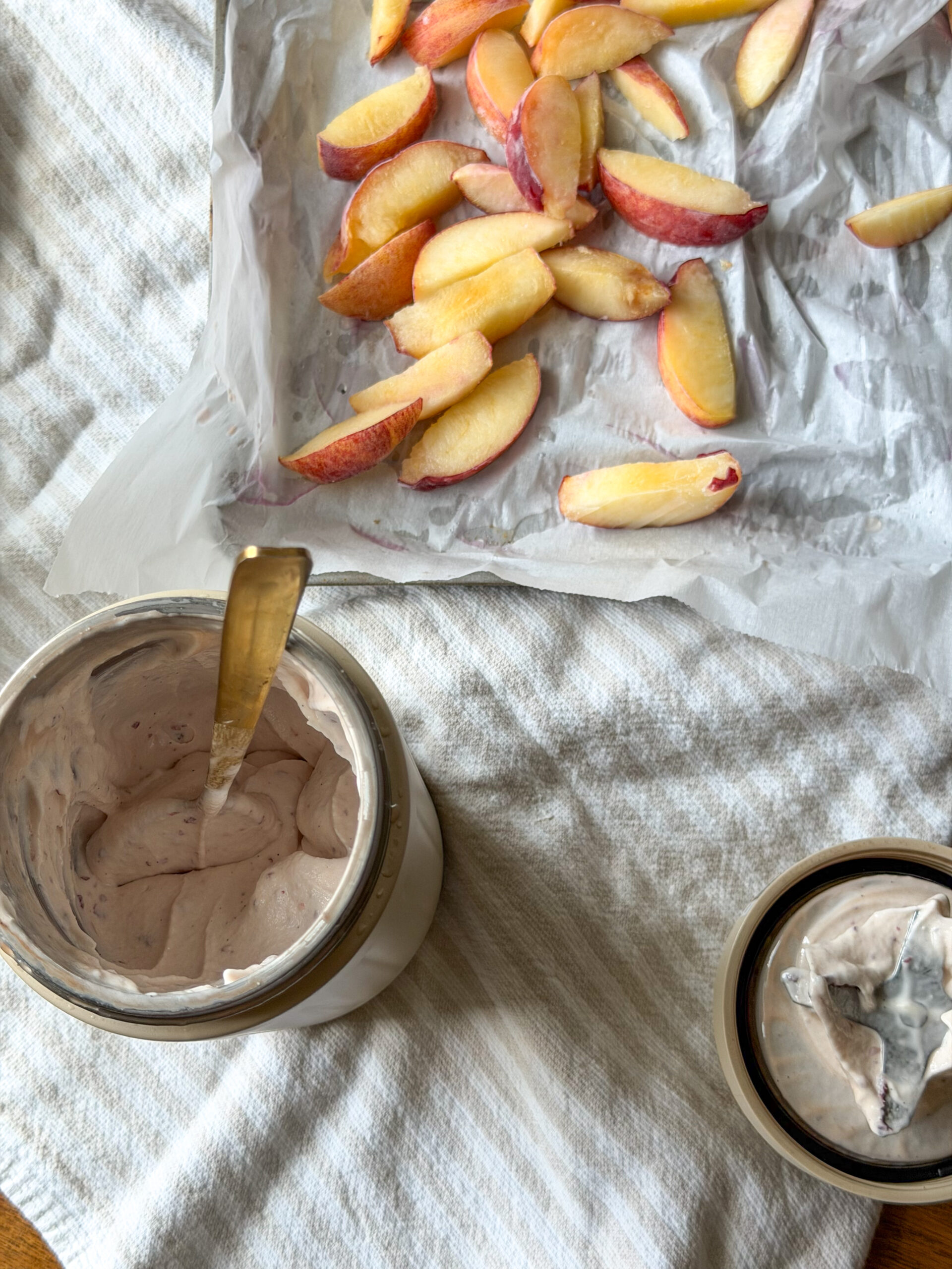 Peach Cottage Cheese Ice Cream for toddlers (easy to make, high protein)