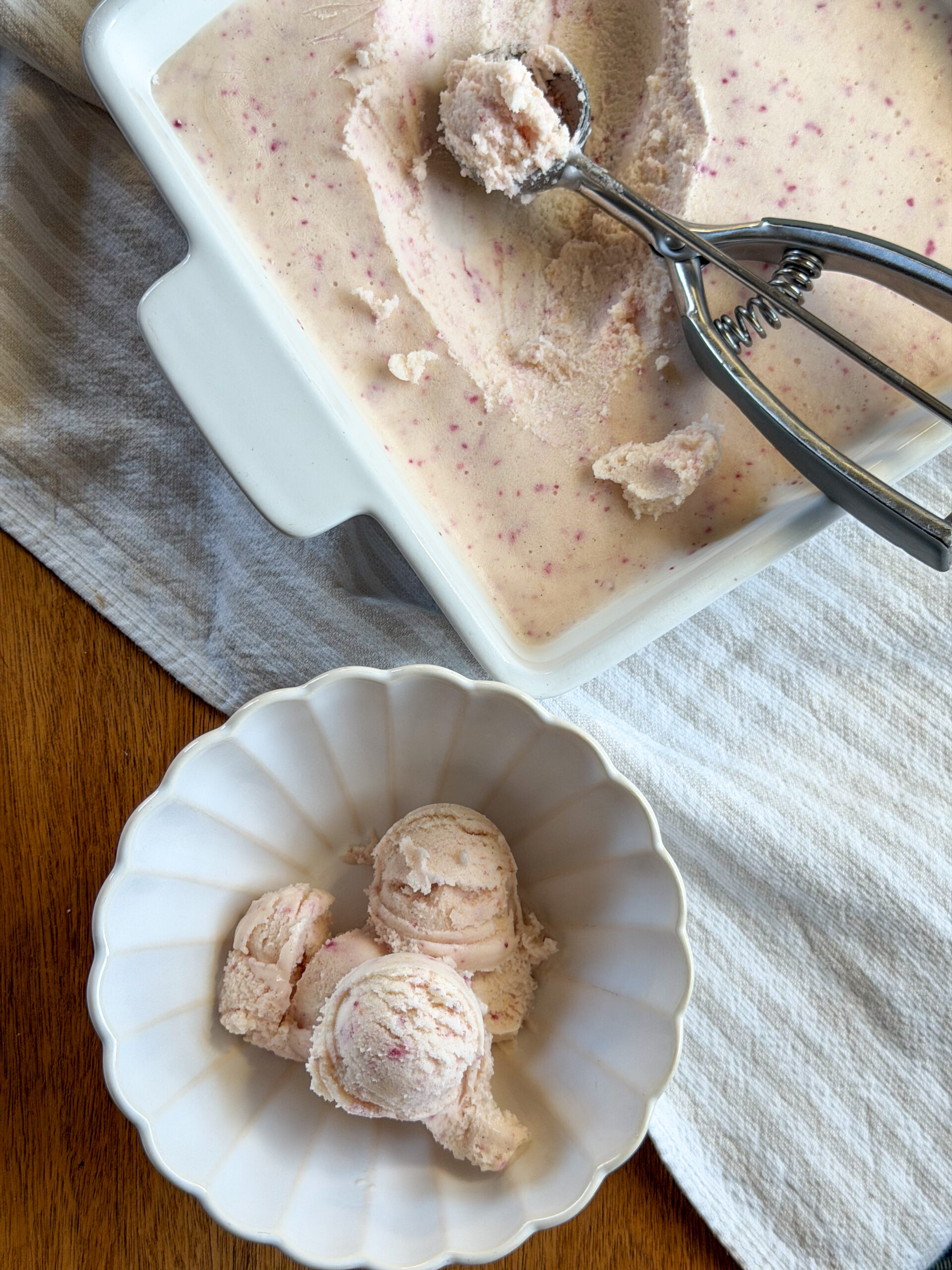 Peach Cottage Cheese Ice Cream for kids (easy to make, high protein)