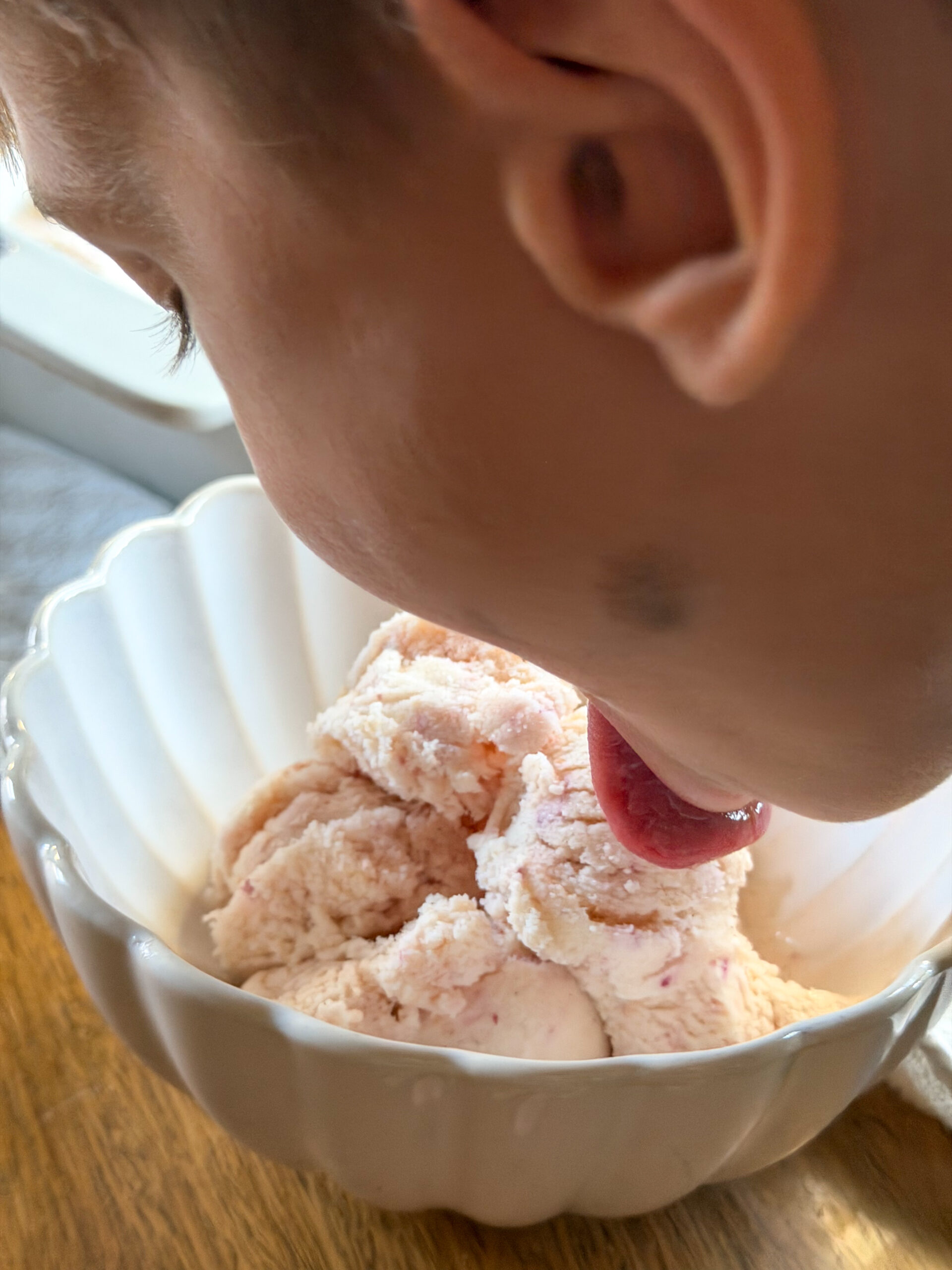 Peach Cottage Cheese Ice Cream for toddlers (easy to make, high protein)