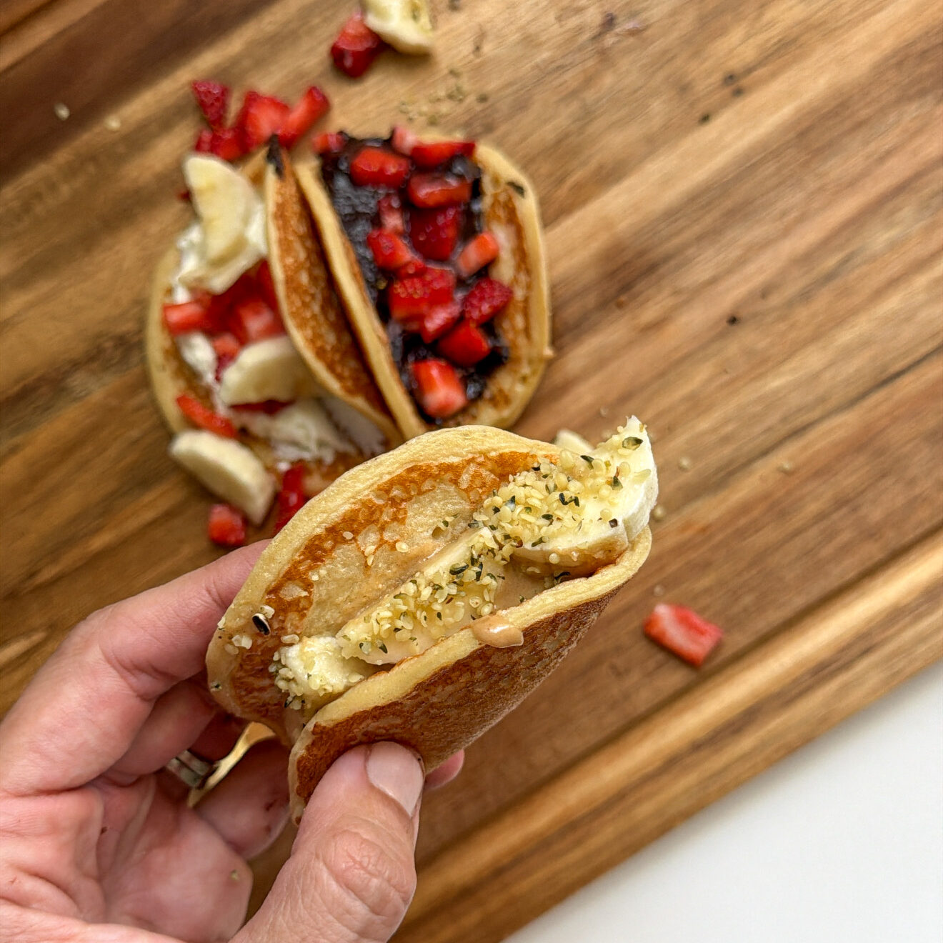 pancake tacos, blender Cottage Cheese Pancakes for toddlers and kid friendly breakfast (easy high protein breakfast)