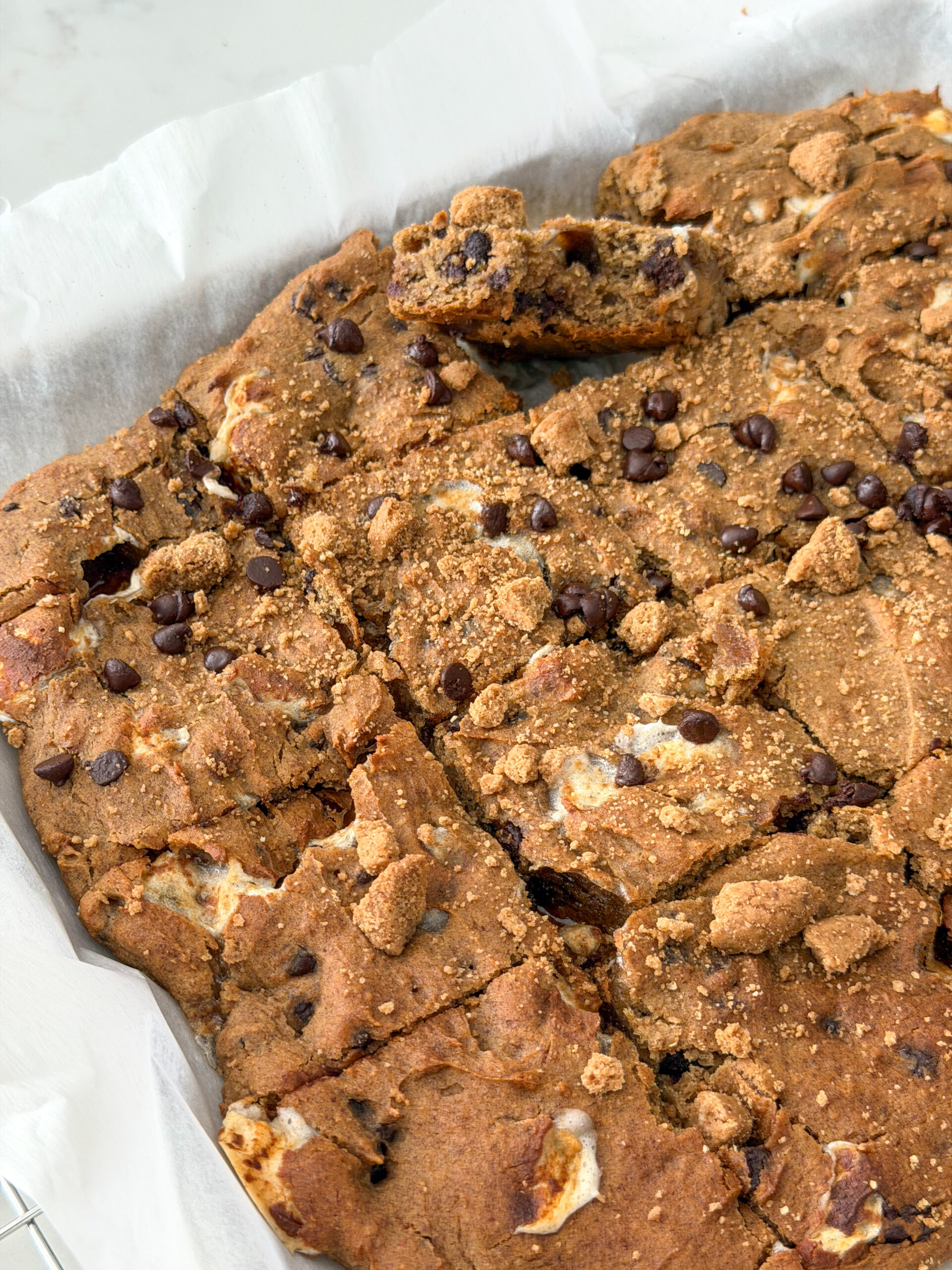 s'mores chickpea blondies for kids