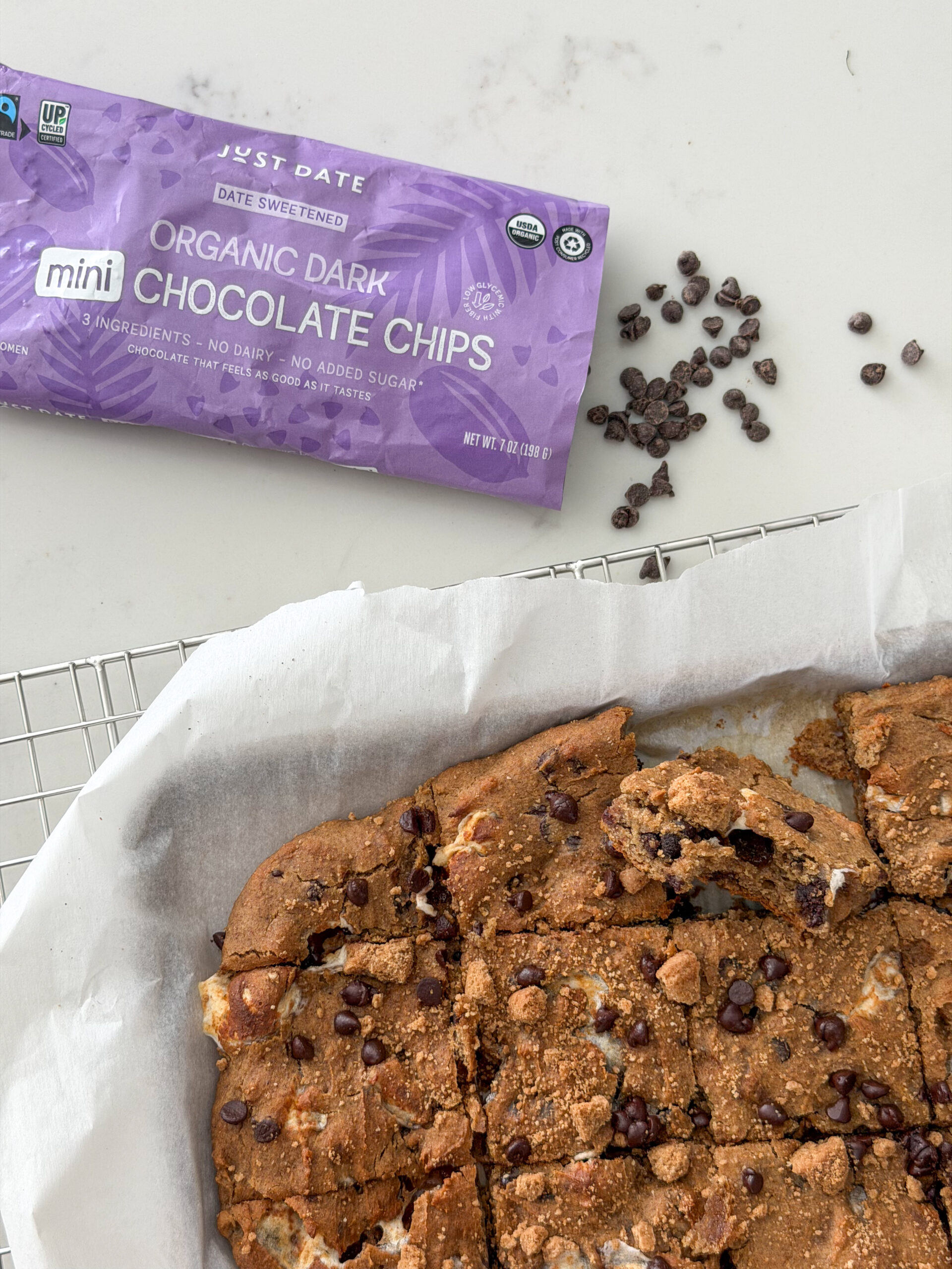 Chickpea Blondies for kids (easy s'mores cookie bars)