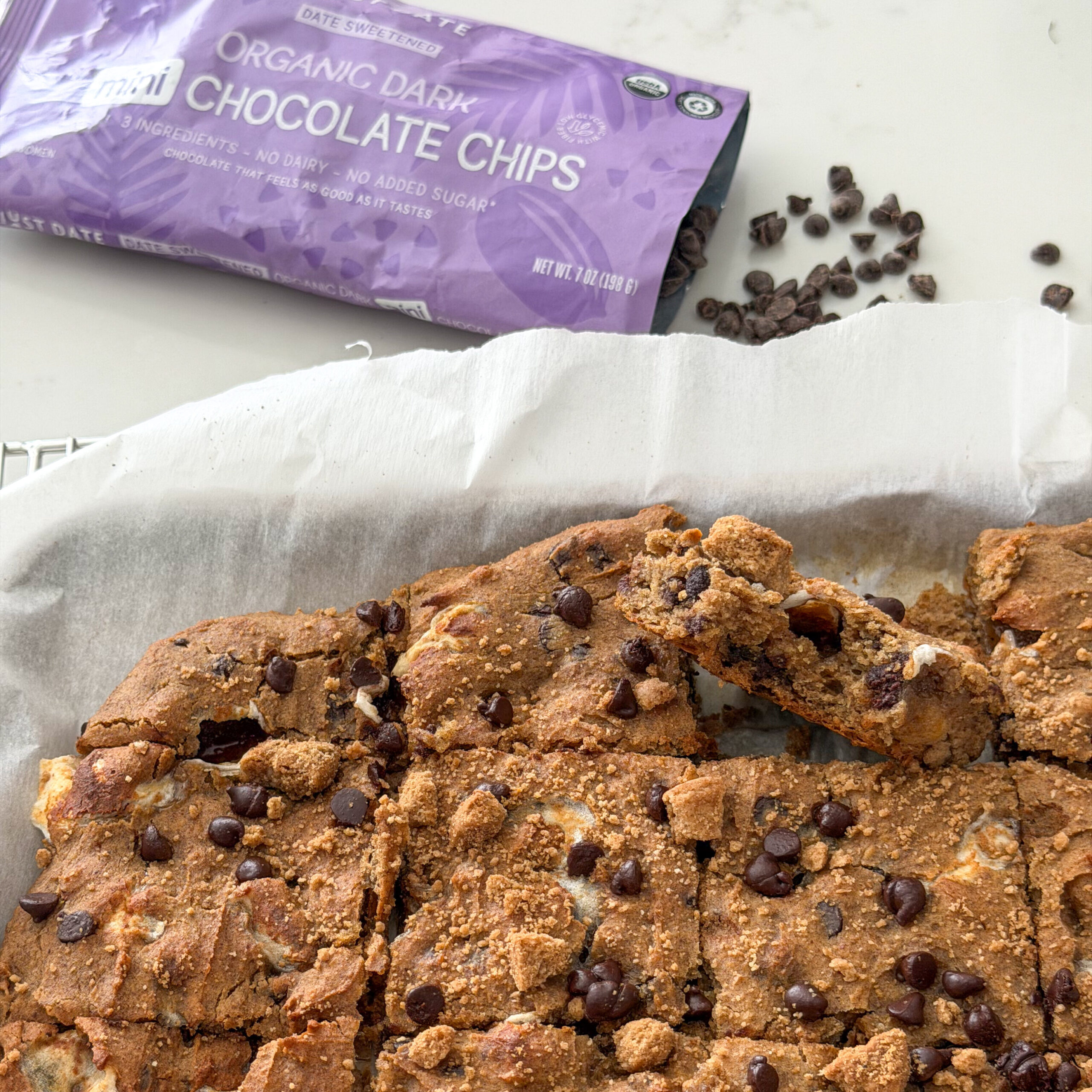 Chickpea Blondies (easy s'mores cookie bars)