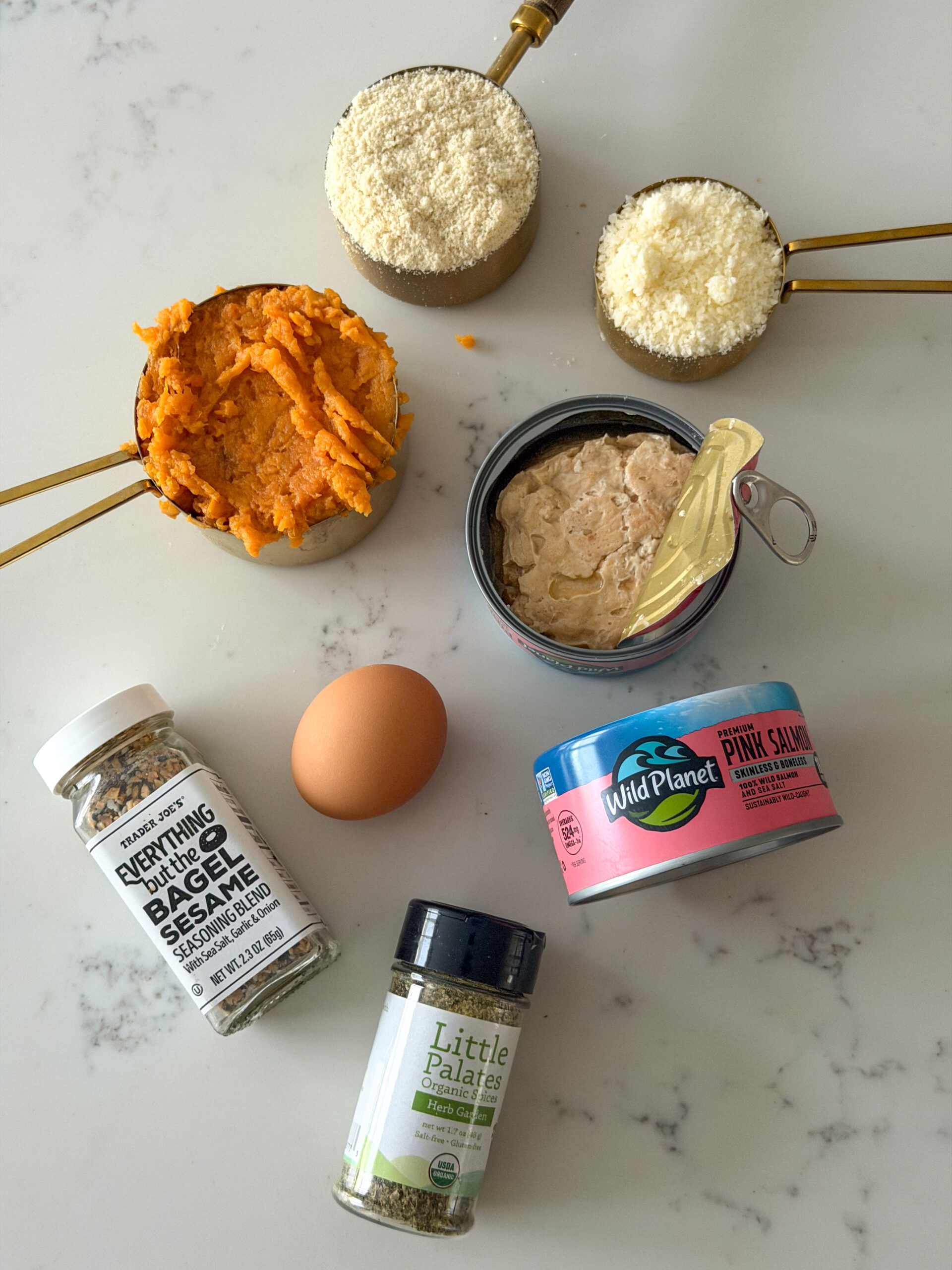 ingredients for Sweet Potato Salmon Patties (easy toddler-approved lunch)