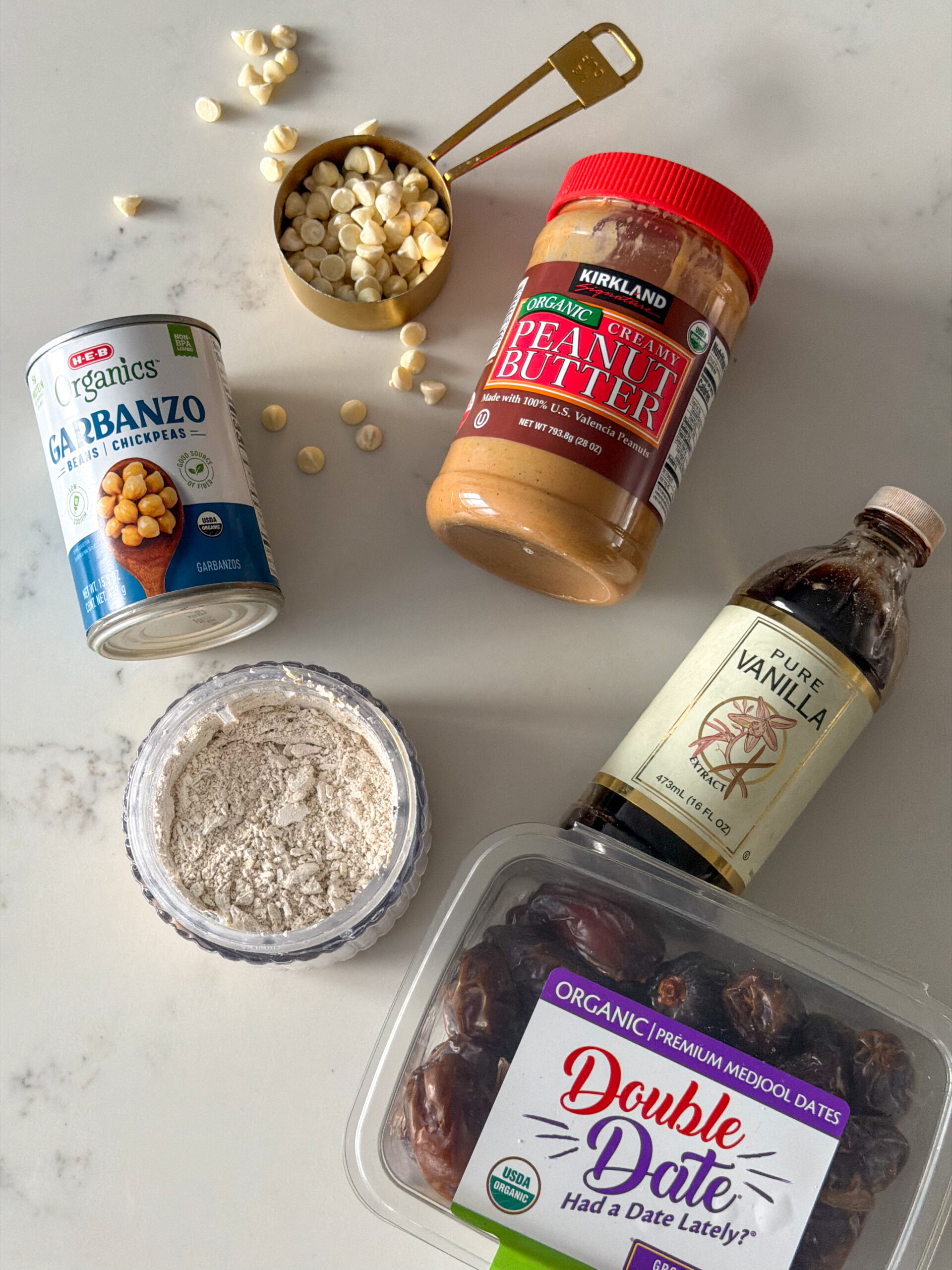 ingredients for Chickpea Cookie Dough Bars (easy no-bake snack, high fiber)