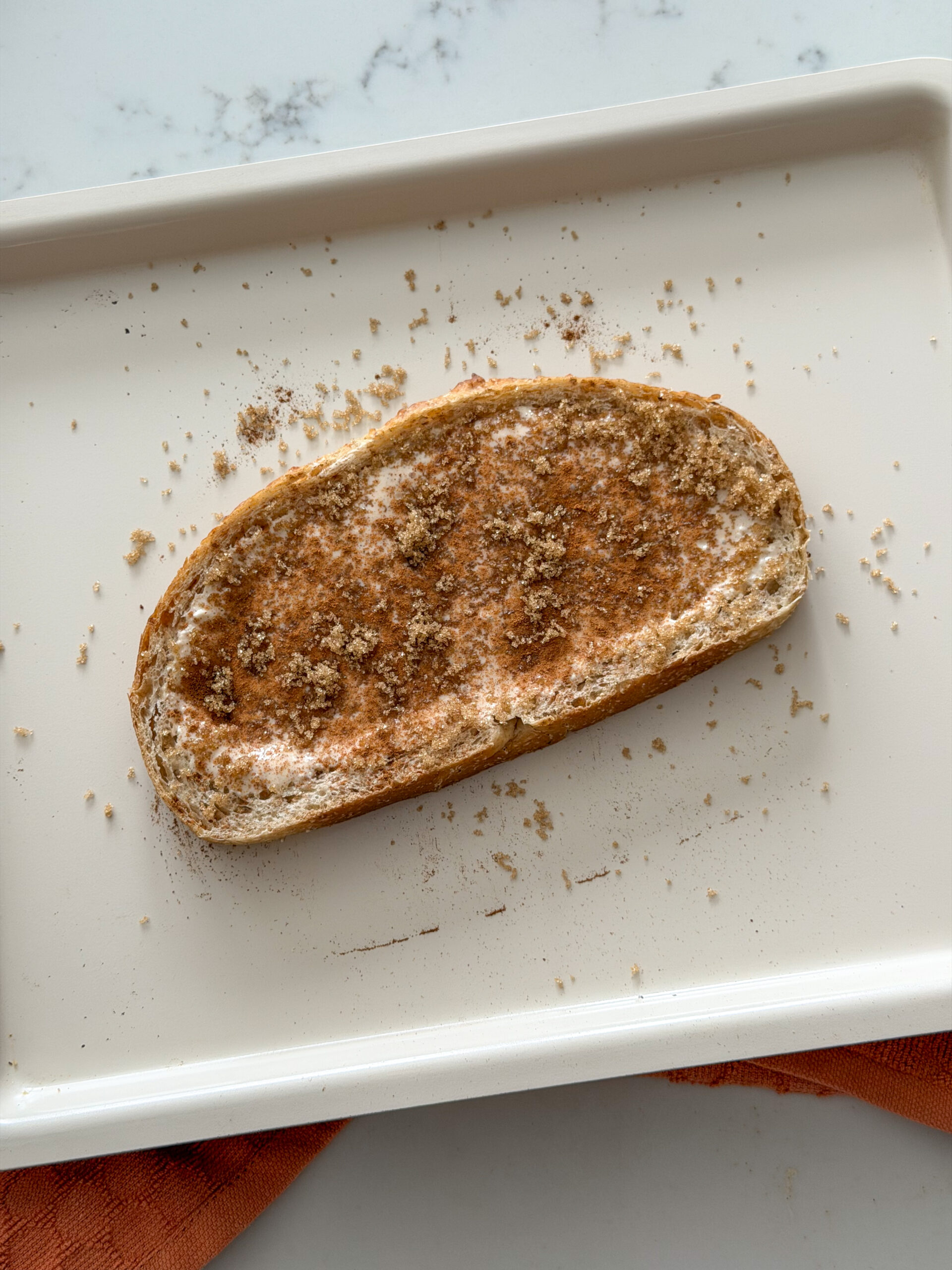 making Cinnamon Cottage Cheese Toast for toddlers and kid friendly breakfast (easy high protein breakfast)