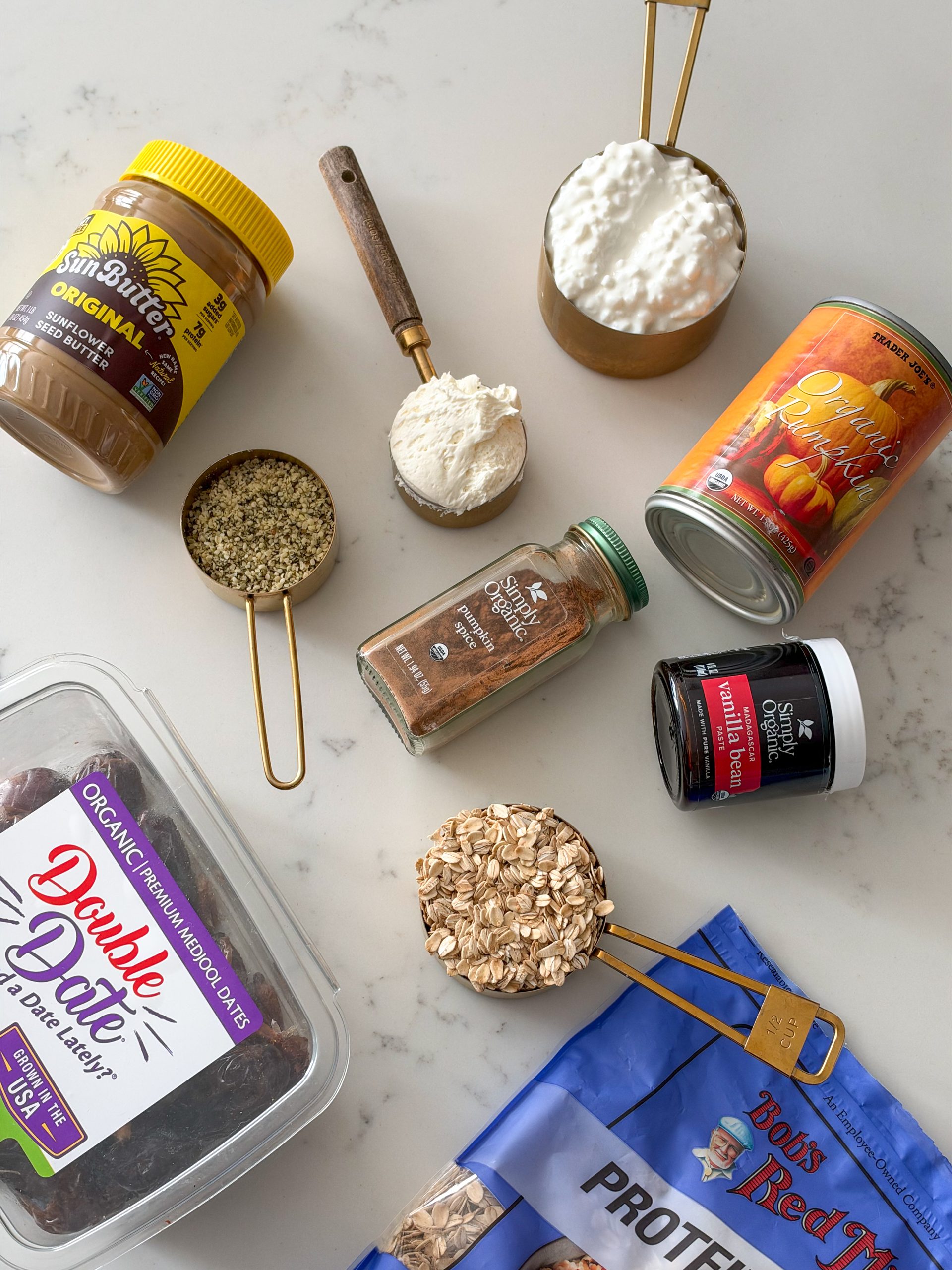 ingredients for No Bake Pumpkin Cheesecake Bites with Cottage Cheese