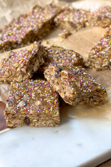 No Bake Granola Bars for kids (easy, high fiber toddler snack)