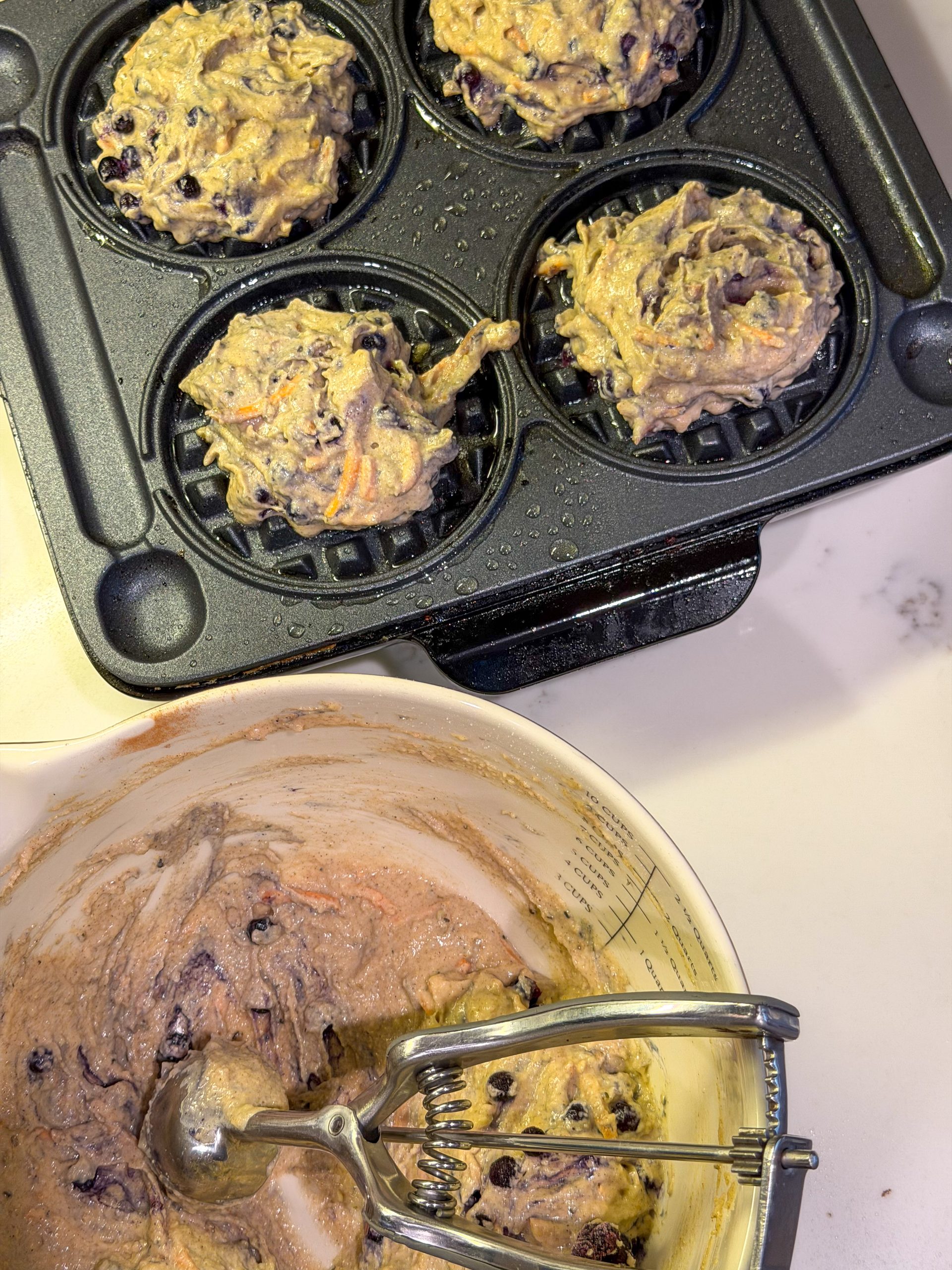 making Healthy Blueberry Waffles for Kids (made with simple ingredients)