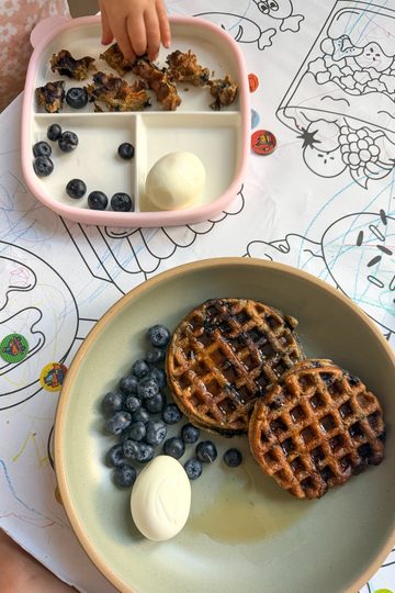 healthy blueberry waffles for kids (hidden veggie recipe for toddlers)