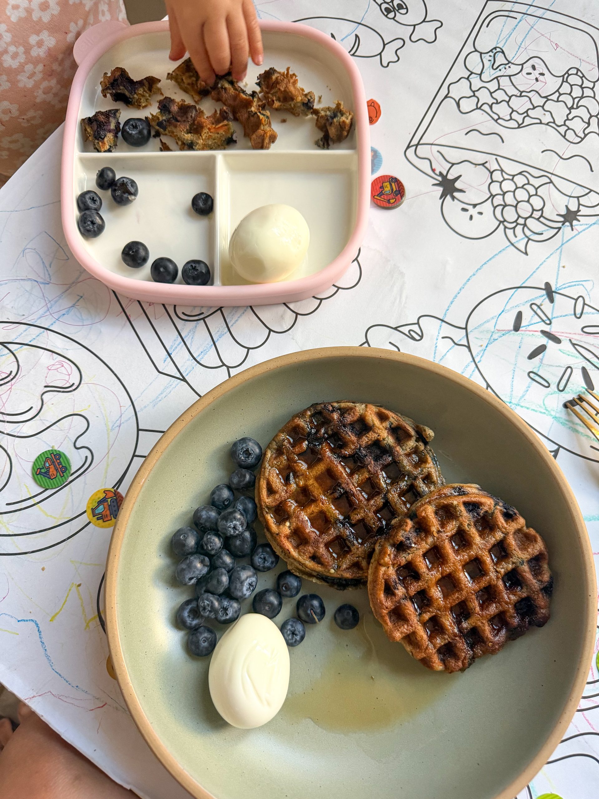 Healthy Blueberry Waffles for Kids (made with simple ingredients)
